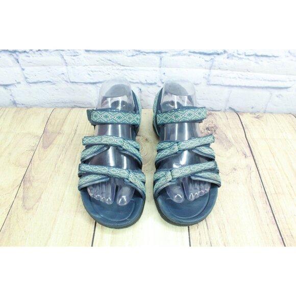 LL Bean Boothbay Water Sandals Tribal Print Blue Teal Size 7 M - Picture 5 of 9